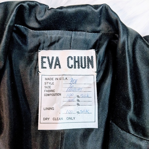 Vintage Eva Chun Jacket Black 100% Silk Size 6 - Picture 7 of 8